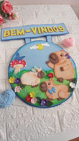 Placa Bem Vindos Capivara