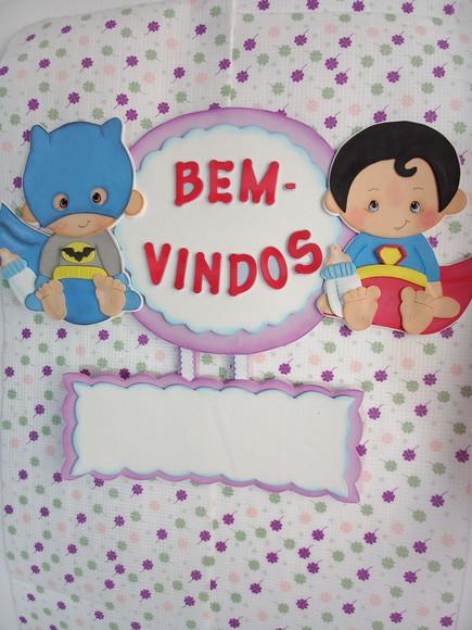 Placa de Bem Vindos em Eva Heróis Baby