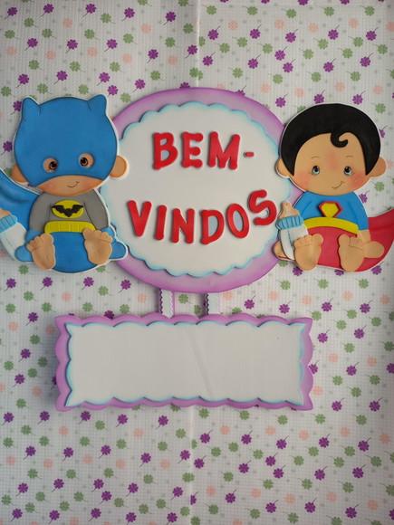 Placa de Bem Vindos em Eva Heróis Baby
