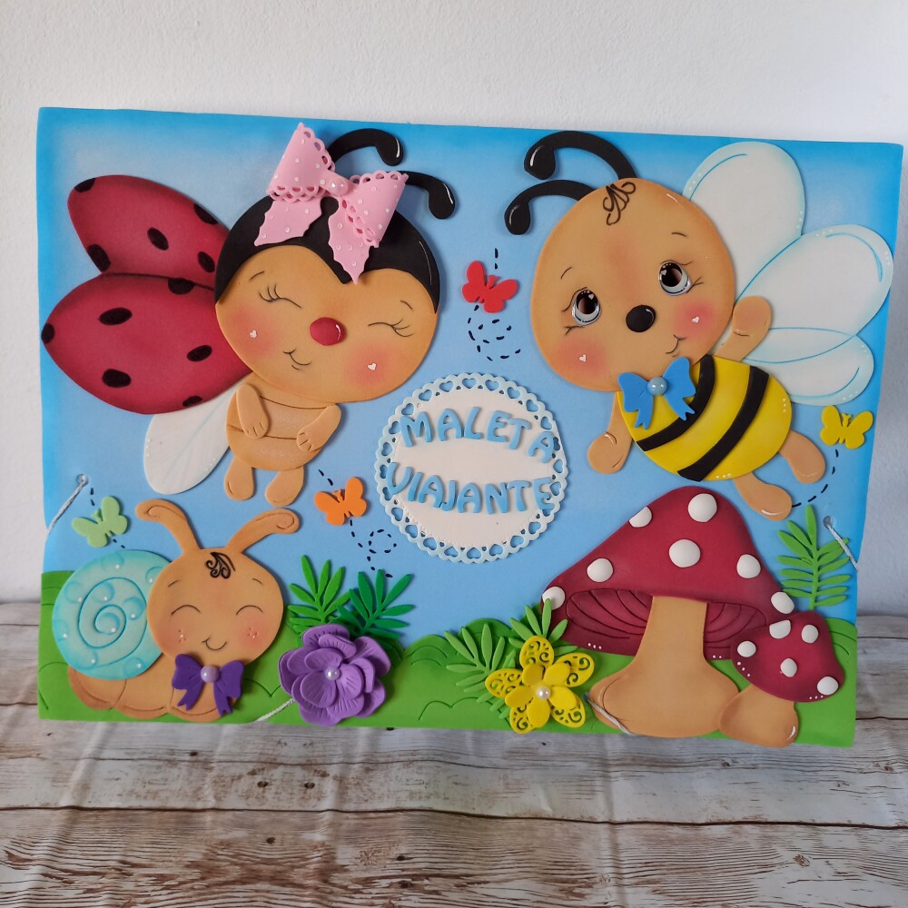 maleta viajante tema jardim encantado em eva