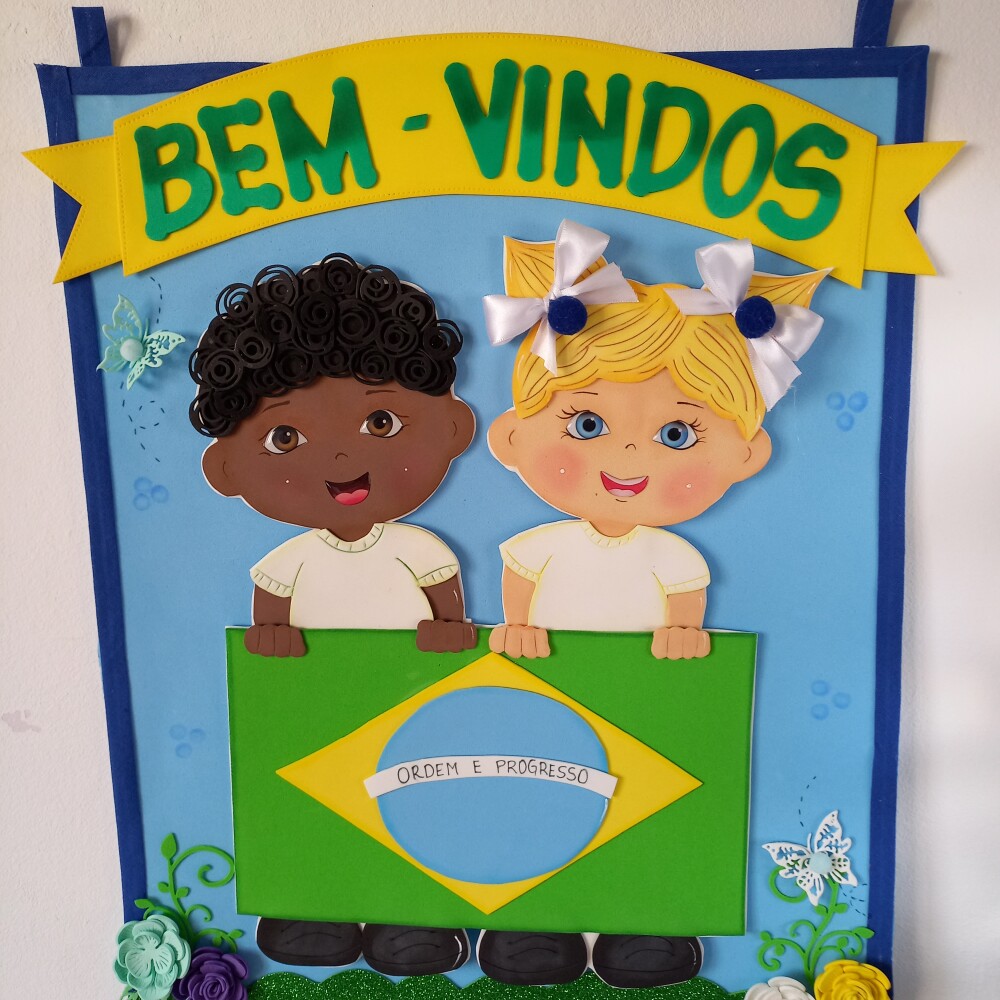 placa de bem vindos Brasileiros em eva