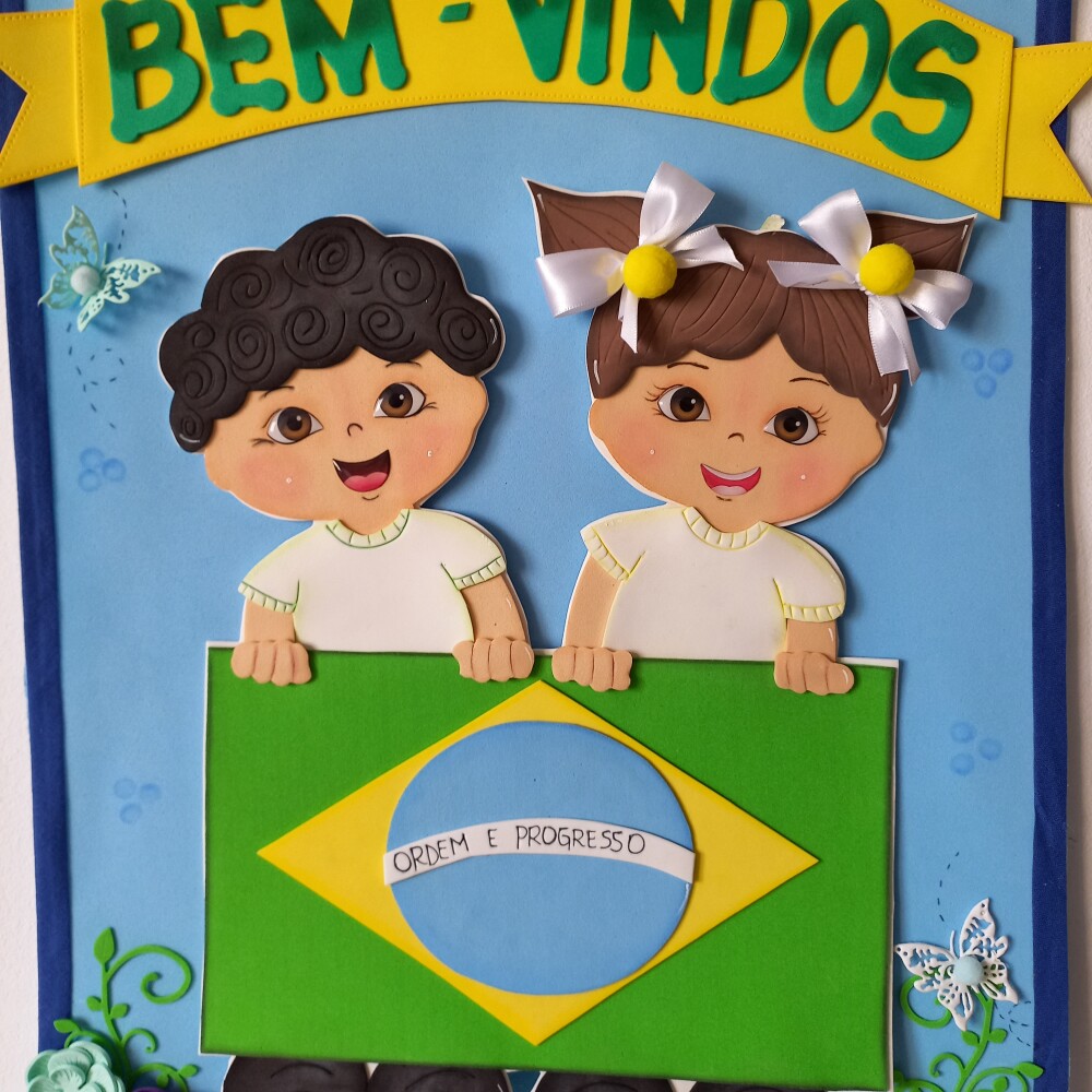 placa de bem vindos Brasileiros em eva