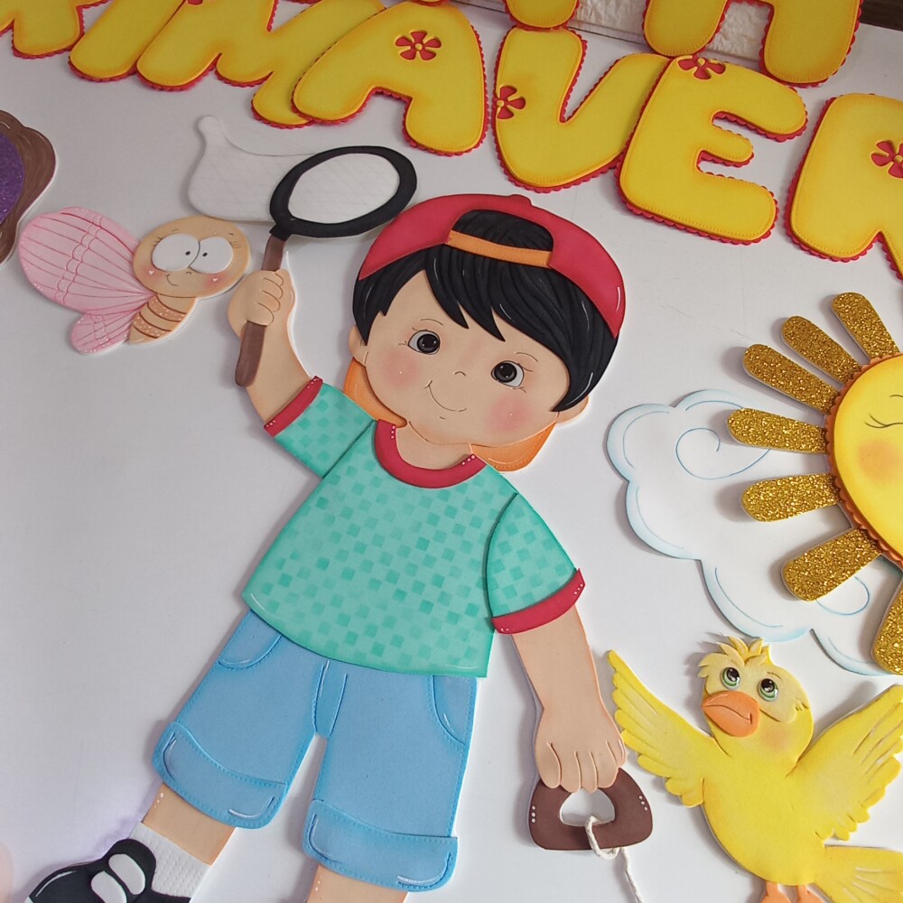 Painel viva a primavera aplique em eva decoração escolar