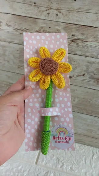Canetas Personalizadas Flor em Tricotin