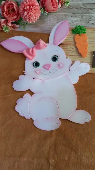 Coelhos Apliques em Eva Feliz Páscoa.