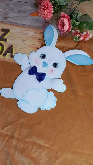 Coelhos Apliques em Eva Feliz Páscoa.