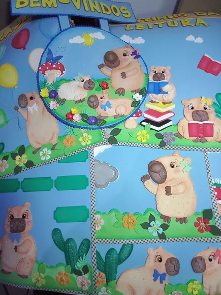 Kit de Painel de Sala de Aula Capivara em Eva