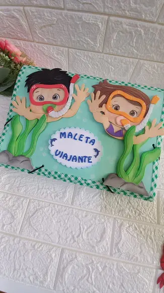 Pasta Viajante /com Elastico Toda Forrada Tema Meninos Mar