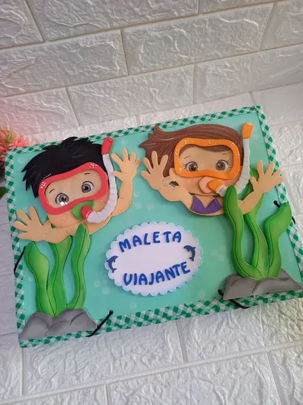 Pasta Viajante /com Elastico Toda Forrada Tema Meninos Mar