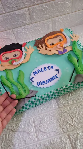 Pasta Viajante /com Elastico Toda Forrada Tema Meninos Mar