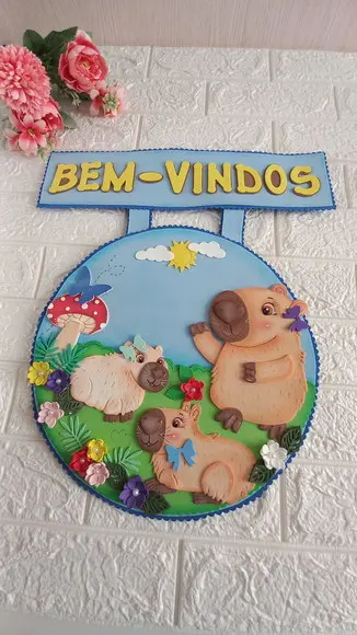 Placa Bem Vindos Capivara