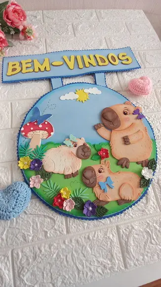 Placa Bem Vindos Capivara