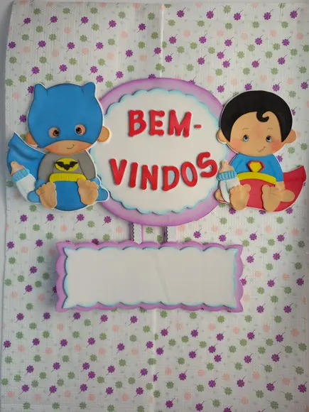Placa de Bem Vindos em Eva Heróis Baby