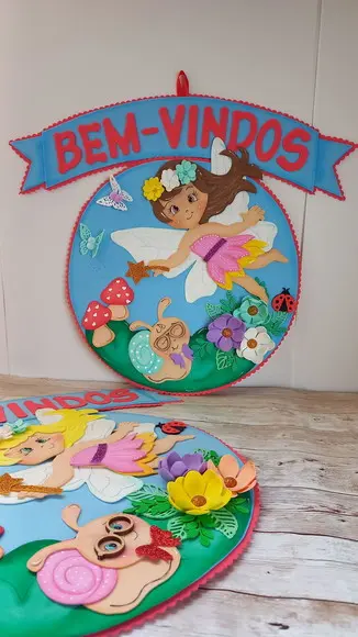 Placa de Porta Bem Vindos Jardim Encantado