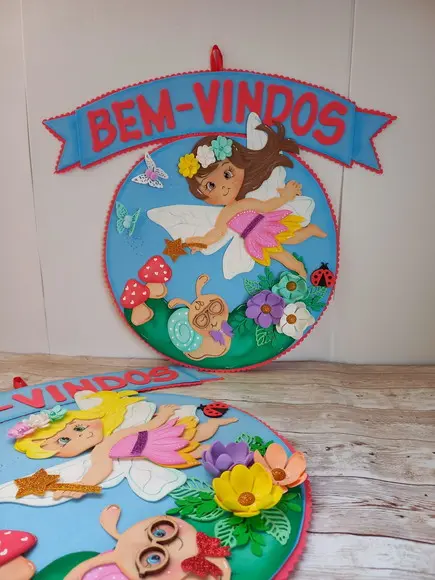 Placa de Porta Bem Vindos Jardim Encantado
