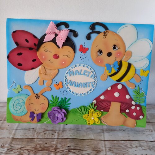 maleta viajante tema jardim encantado em eva