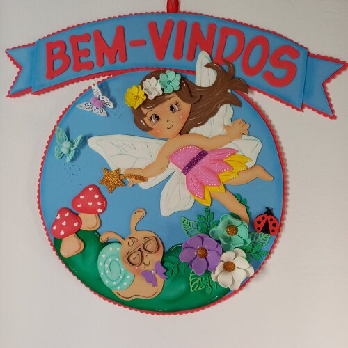 Placa de Porta Bem Vindos Jardim Encantado fadas