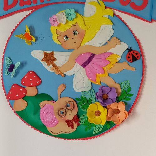 Placa de Porta Bem Vindos Jardim Encantado fadas