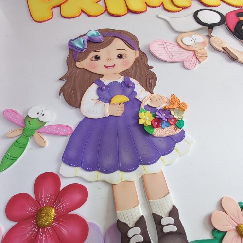 Painel viva a primavera aplique em eva decoração escolar