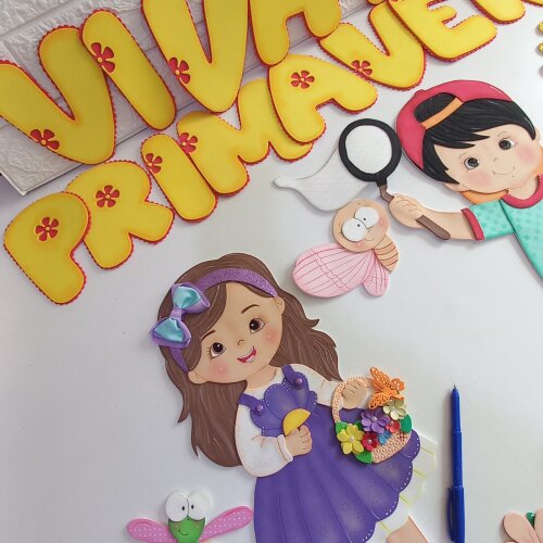 Painel viva a primavera aplique em eva decoração escolar