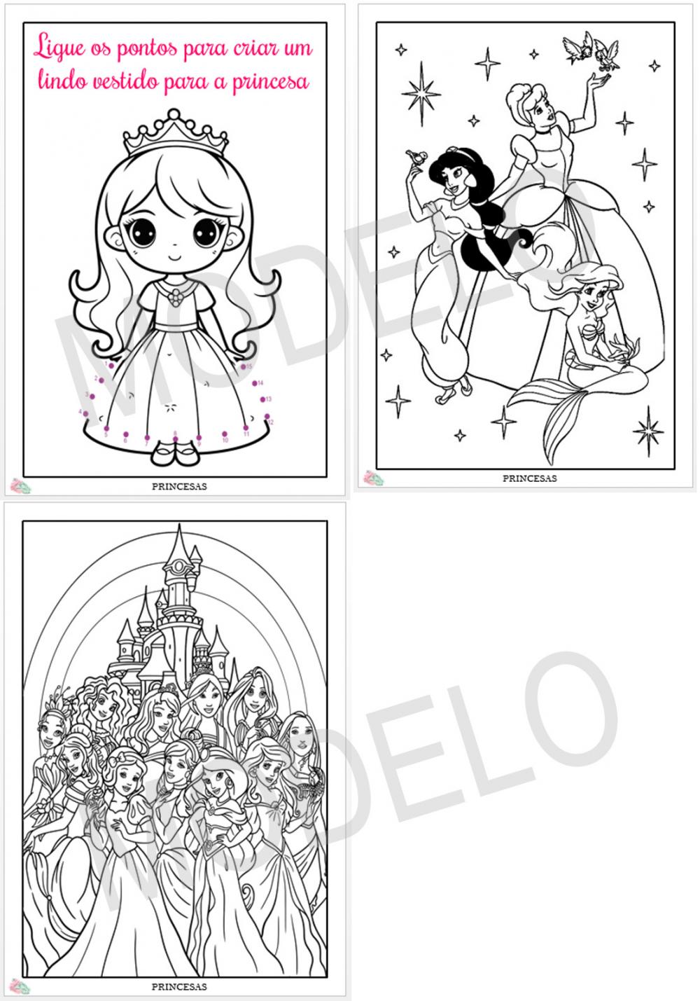 LIVRO DE COLORIR DIGITAL PRINCESAS!