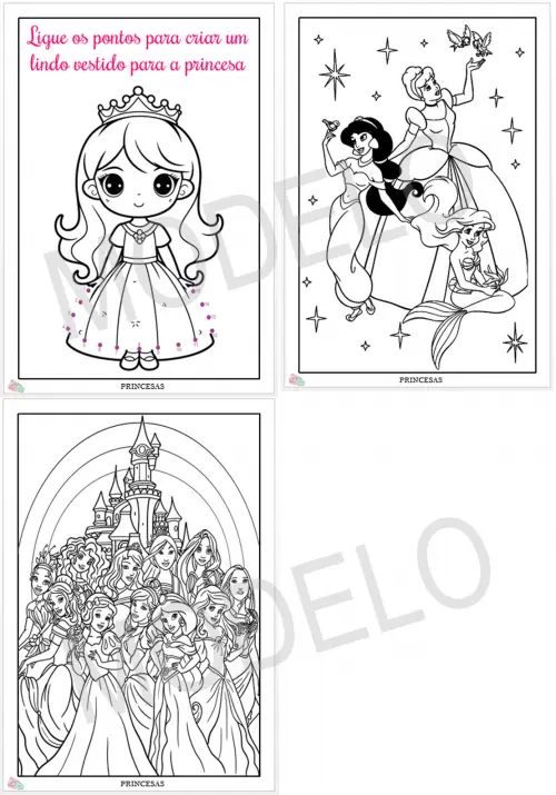 LIVRO DE COLORIR DIGITAL PRINCESAS!