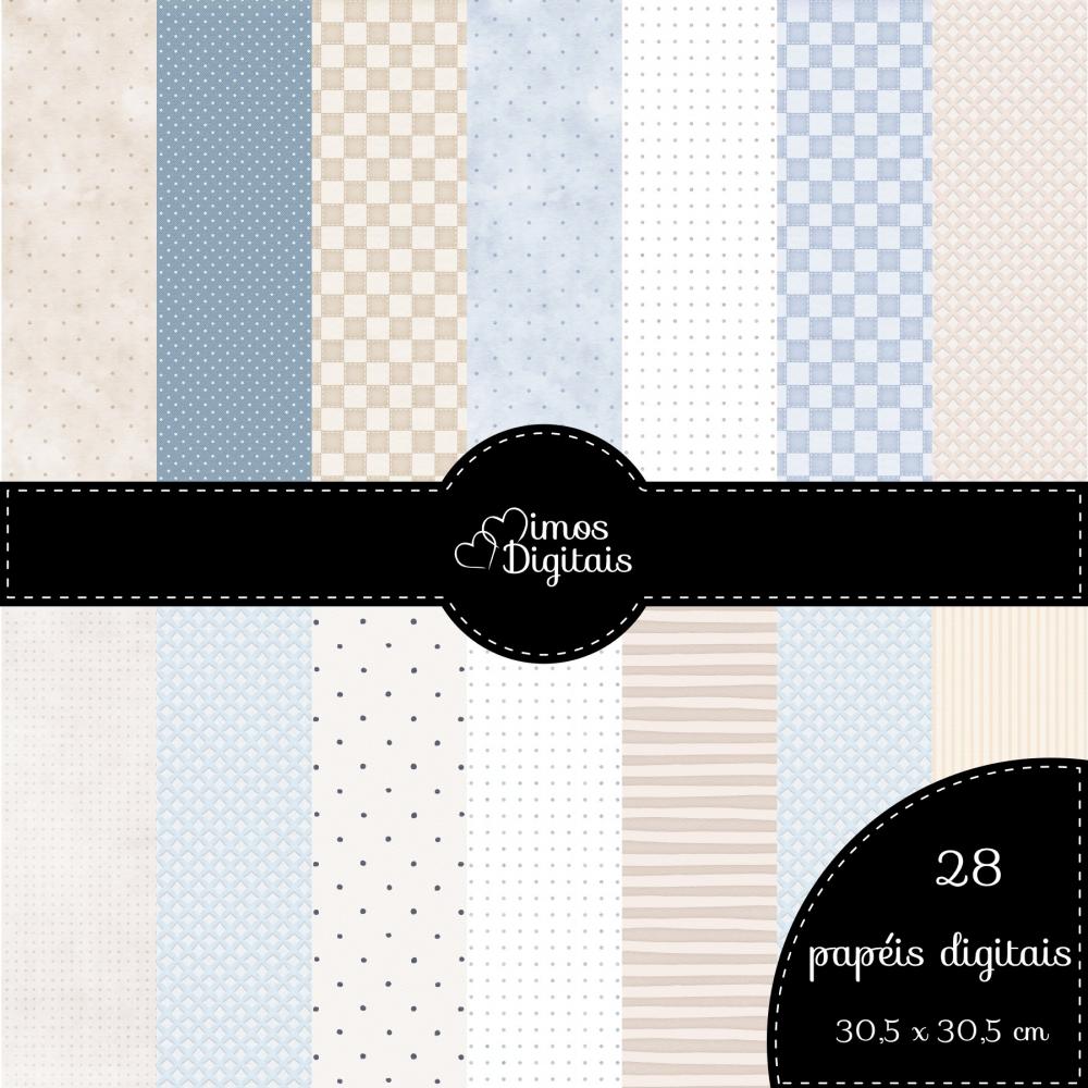 Kit Digital Ursinho Azul Floral