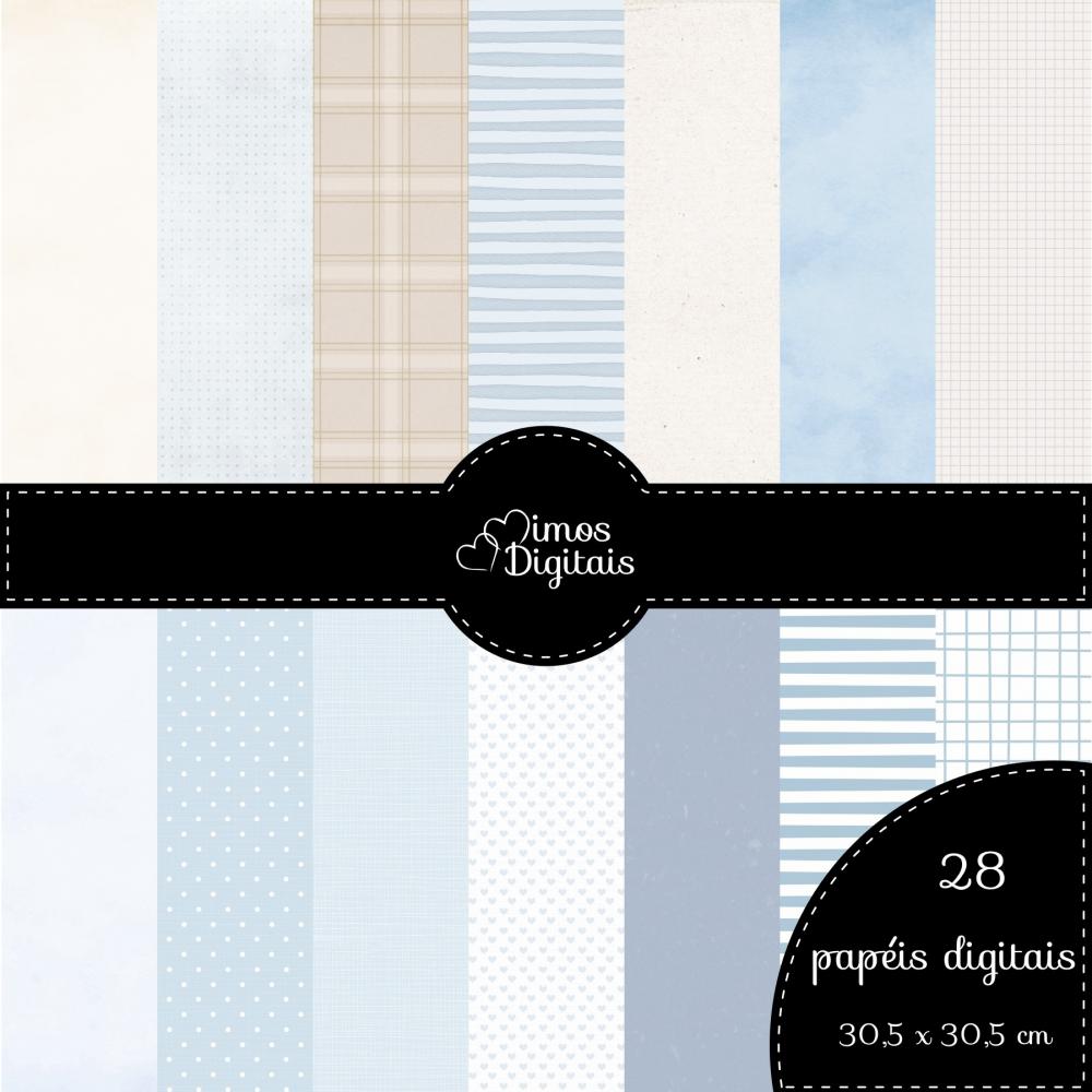 Kit Digital Ursinho Azul Floral