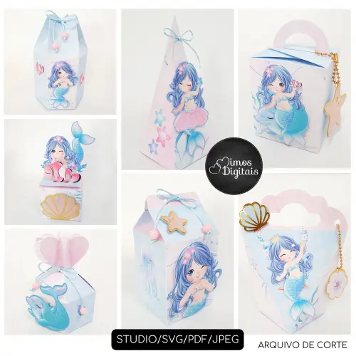 Arquivo de Corte Sereia Azul e Rosa - 0017