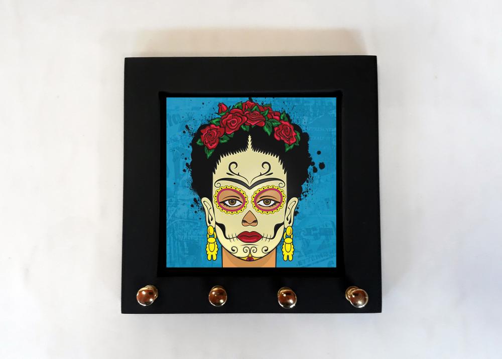 Porta Chaves Frida Caveira Azul