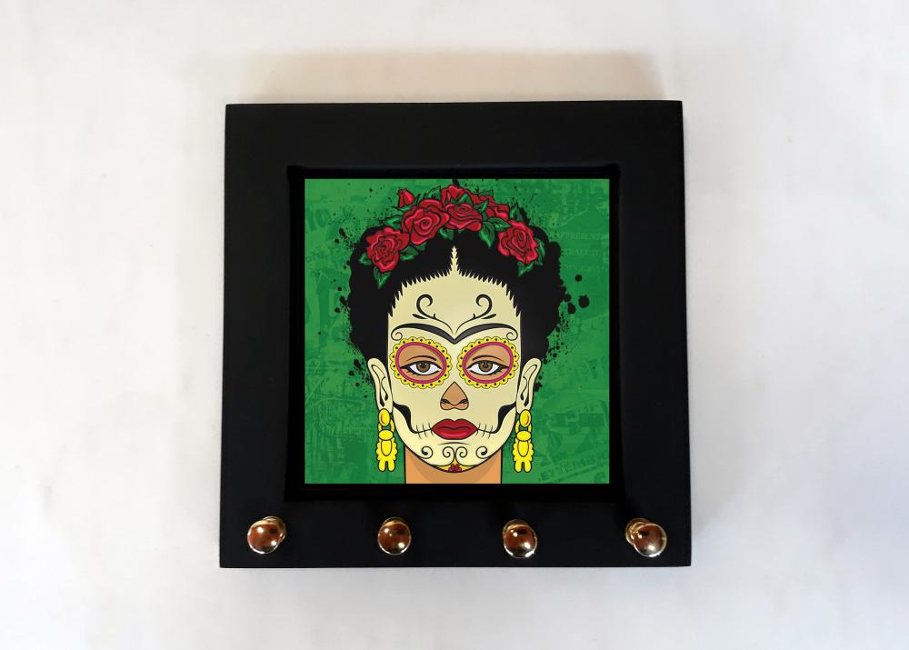 Porta Chaves Frida Caveira Verde