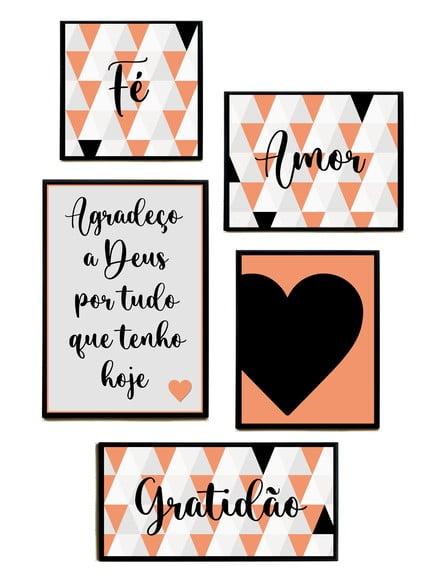 Conjunto de Quadros Fé Amor Gratidão