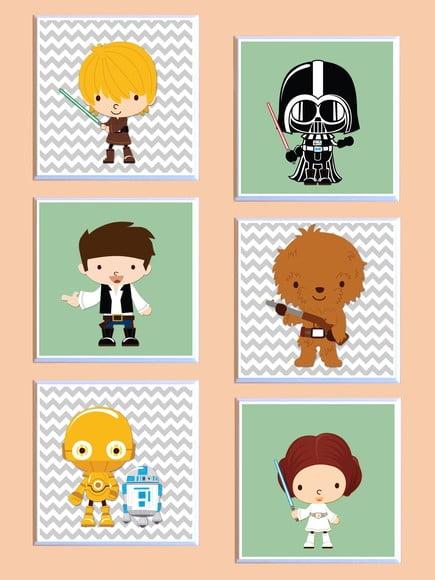 Conjunto de Quadros Star Wars Babies + 60 Tags