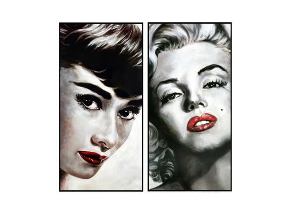 Dupla de Placas Impressão Uv Audrey Hepburn e Marilyn Monroe