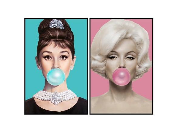 Dupla de Placas Impressão Uv Chiclete Audrey e Marilyn