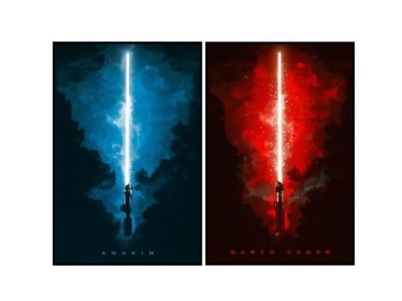 Dupla de Placas Impressão Uv Sabres de Luz Anakin e Vader