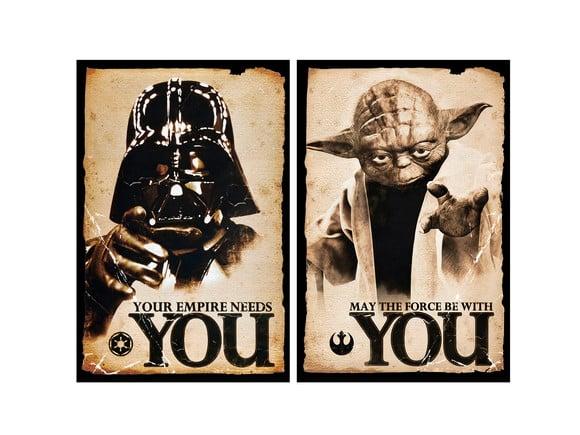Dupla de Placas Impressão Uv Star Wars You Yoda e Vader