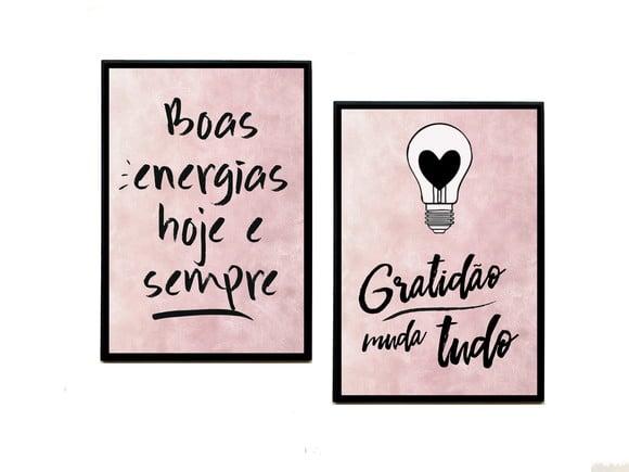 Dupla de Quadros Boas Energias Rosa