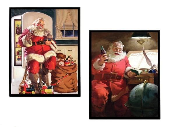 Dupla de Quadros Coca Cola Vintage Papai Noel