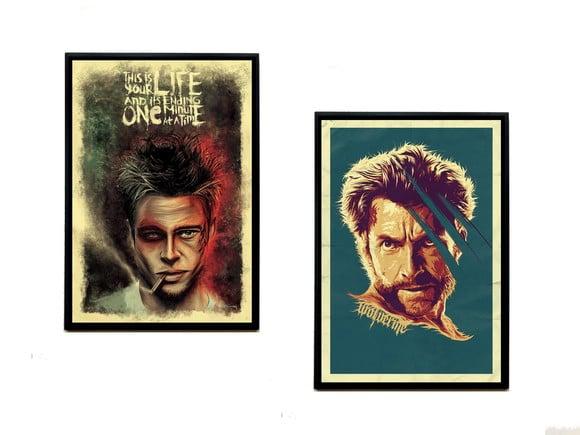Dupla de Quadros Clube da Luta e Wolverine