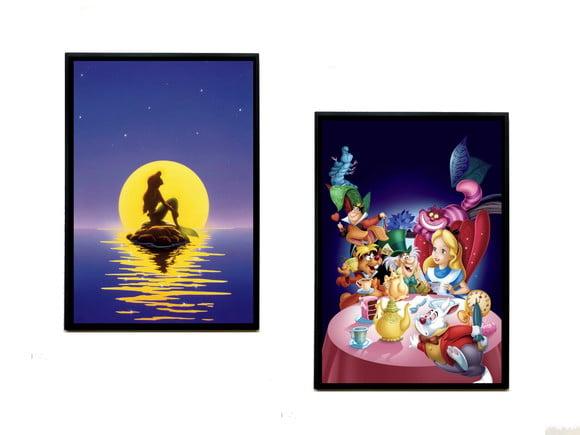 Dupla de Quadros Disney Pequena Sereia e Alice