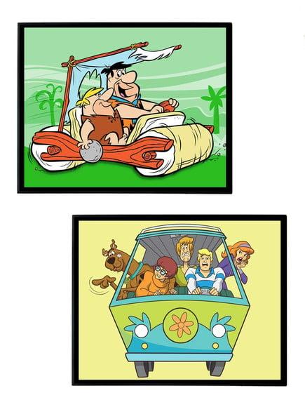 Dupla de Quadros Flintstones e Scooby Doo