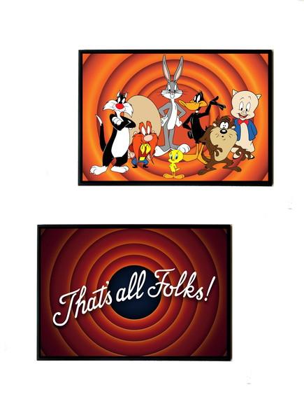 Dupla de Quadros Looney Tunes e That's All Folks