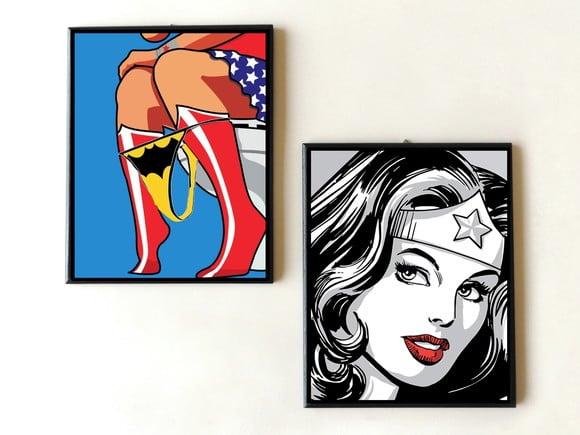 Dupla de quadros Mulher Maravilha Pop Art 2