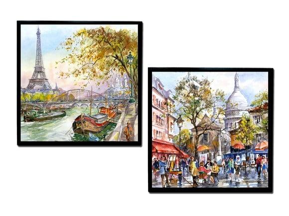 Dupla de Quadros Paris Torre Eiffel e Sacre Coeur