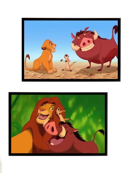 Dupla de Quadros Rei Leão, Pumba e Timão