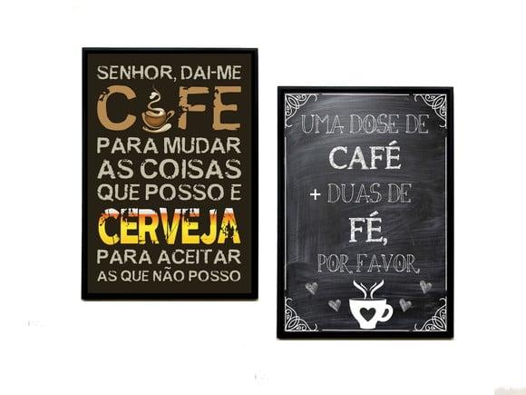 Dupla de Quadros Senhor Dai-me Café e Uma Dose de Café