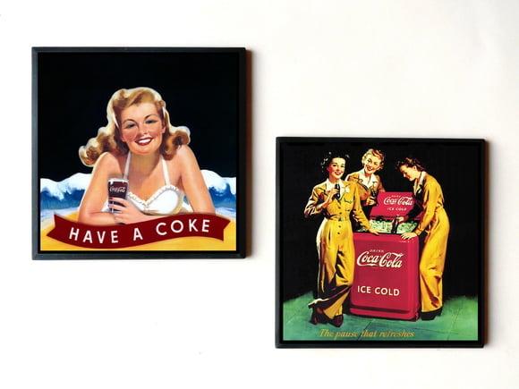 Dupla de quadros Vintage Have a Coke
