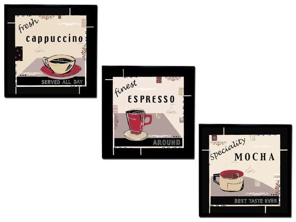 Jogo de quadros Café Cappuccino Expresso e Mocha