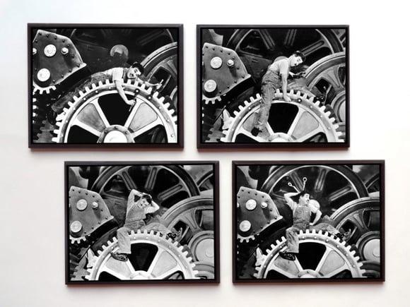 Jogo de quadros Chaplin Tempos Modernos